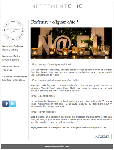 Newsletter Noël - Shop online - NETTEMENT CHIC
